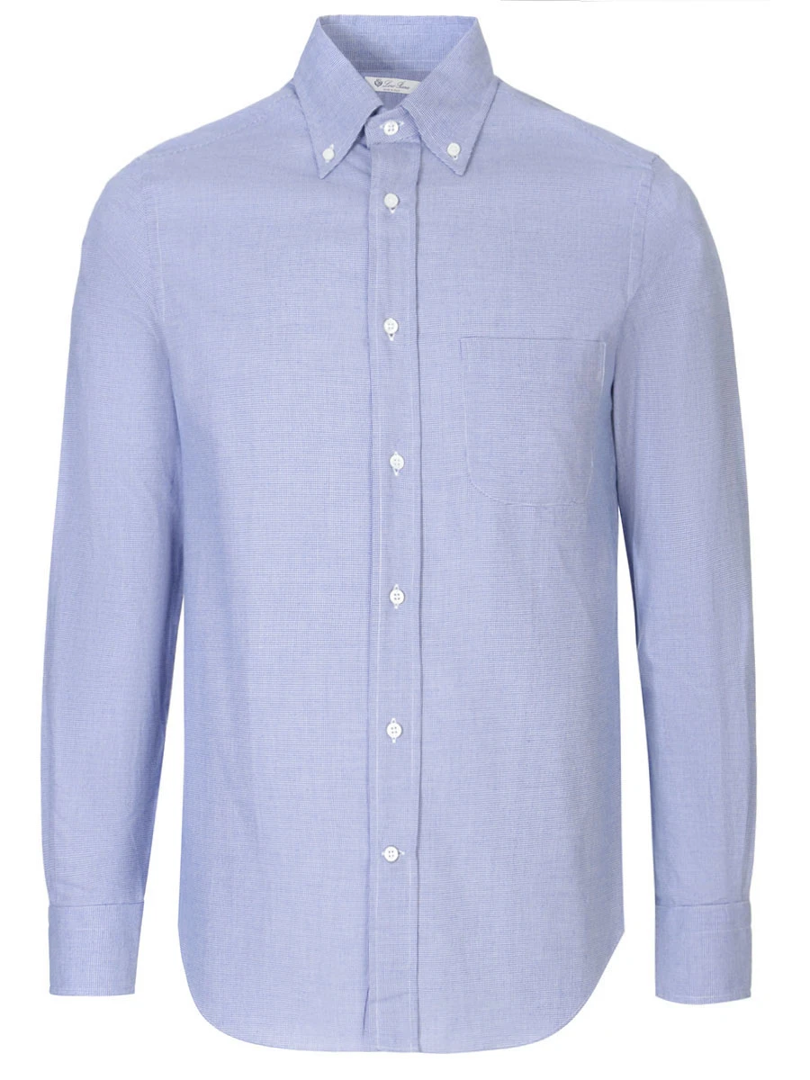Рубашка Regular Fit хлопковая LORO PIANA FAG4156 Синий рябь, размер 52, цвет голубой - фото 1
