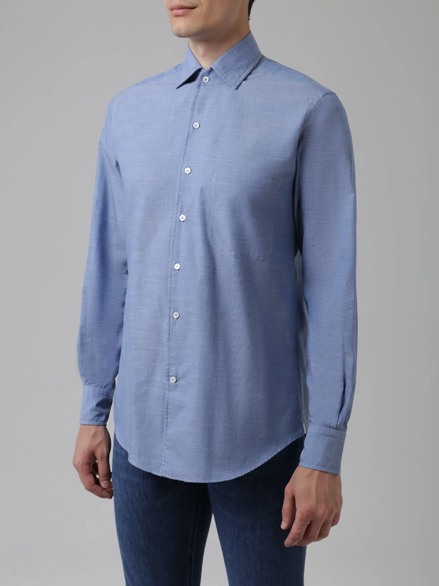Рубашка Regular Fit хлопковая LORO PIANA FAG3490 Синий, размер 46, цвет голубой - фото 4