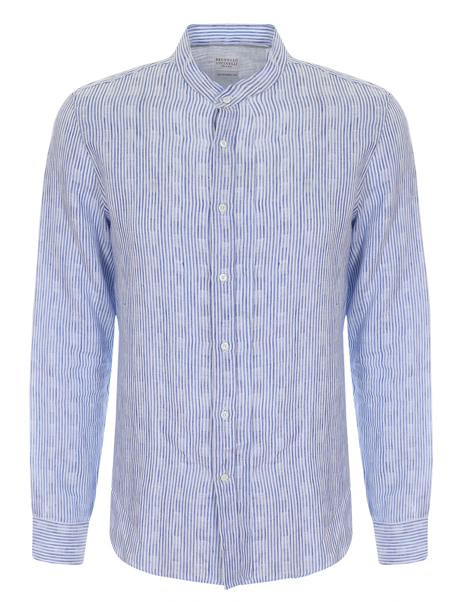 Рубашка льняная фактурная BRUNELLO CUCINELLI MF6303048 Синий, размер 54, цвет голубой - фото 1