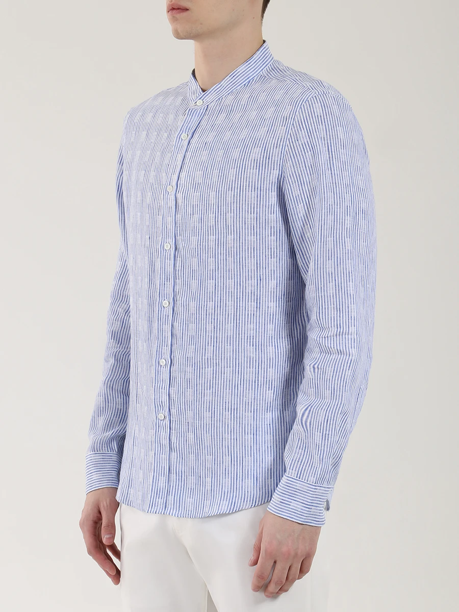 Рубашка льняная фактурная BRUNELLO CUCINELLI MF6303048 Синий, размер 54, цвет голубой - фото 4