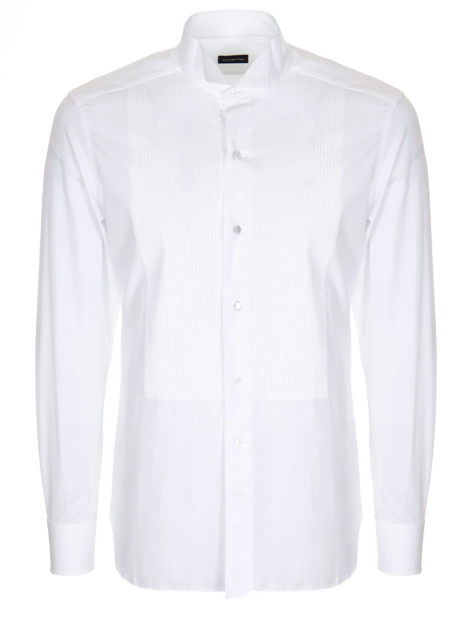 Рубашка хлопковая под смокинг ERMENEGILDO ZEGNA 501966, размер 52, цвет белый - фото 1