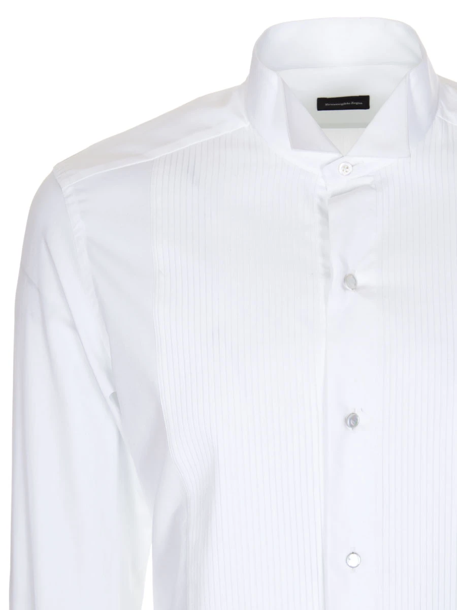 Рубашка хлопковая под смокинг ERMENEGILDO ZEGNA 501966, размер 52, цвет белый - фото 3