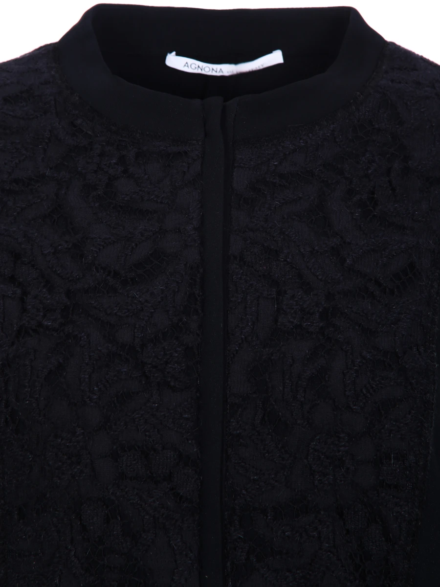 Платье-миди с вышивкой ришелье AGNONA R1170Y Черный Черный  Фото 3