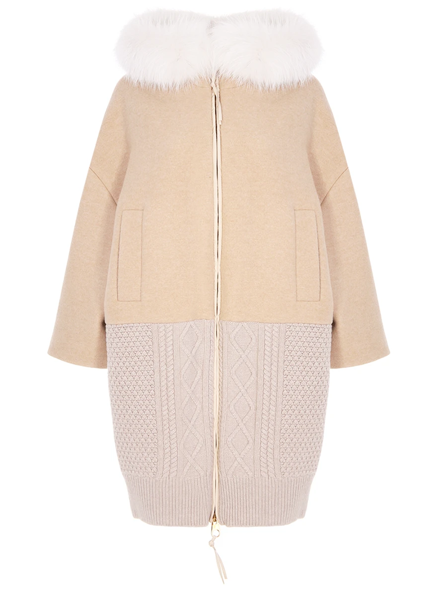 

Пальто комбинированное с мехом, Бежевый, U1033 H324O3 221