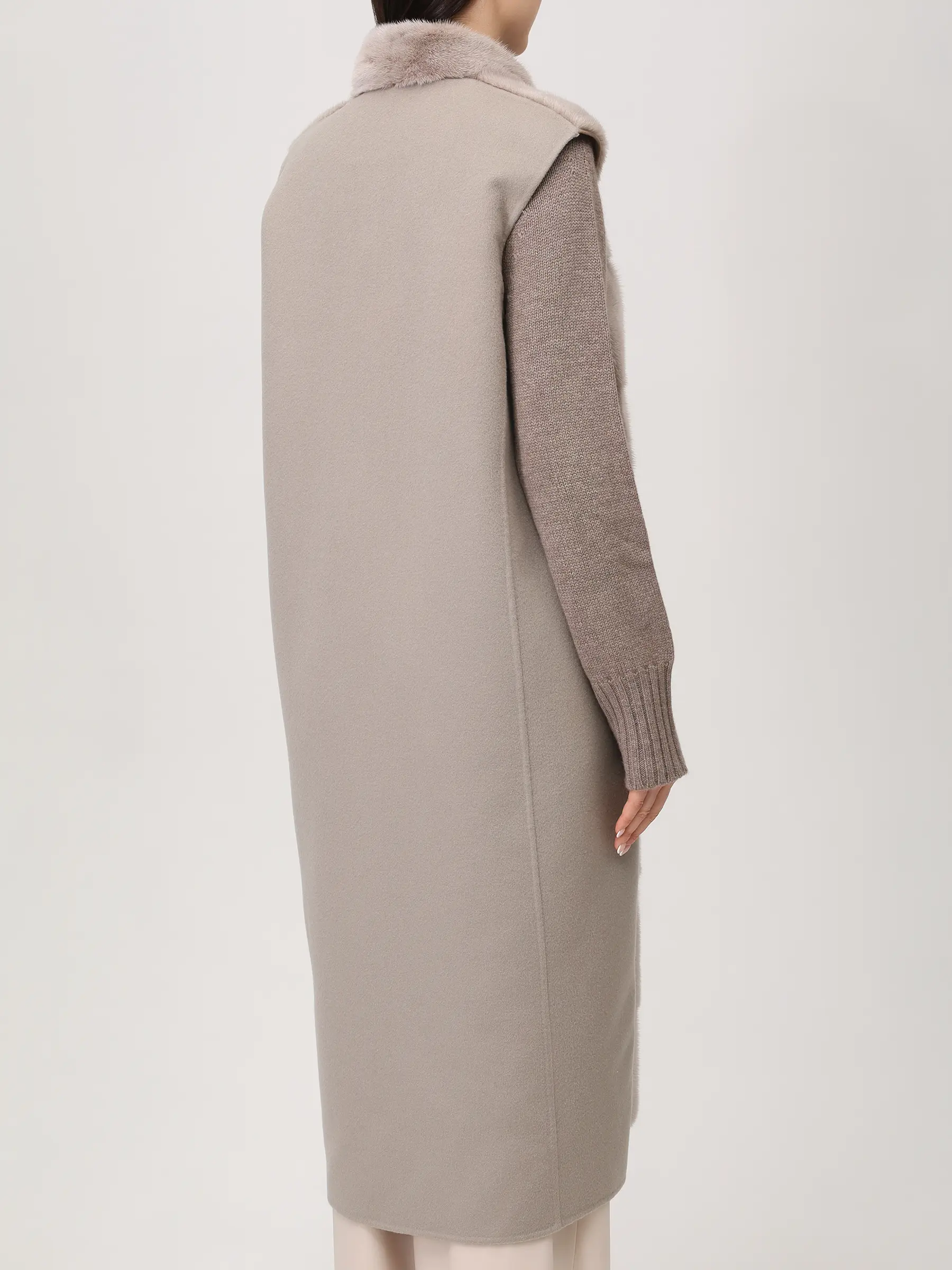 

Пальто и меховой жилет, Серый, 18M965-DB1/18M966-VDB1 Серый