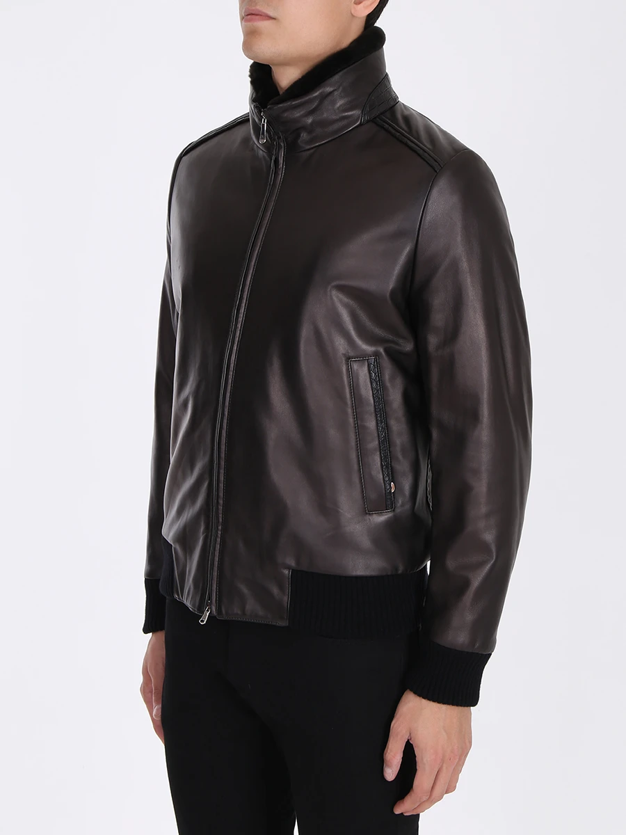 Куртка кожаная BILANCIONI A8UGP004 006 Черный  Фото 4