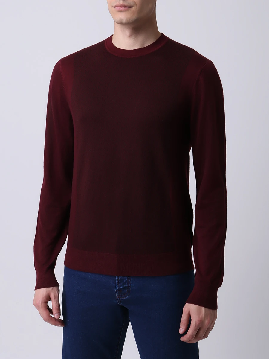 Джемпер из кашемира и шелка BERTOLO LUXURY MENSWEAR 901776/001751 1220 Бордовый  Фото 4