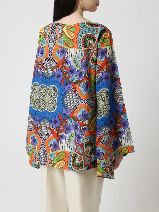 Хлопковая блуза ETRO d18137 5445 200, размер 40, цвет принт - фото 3