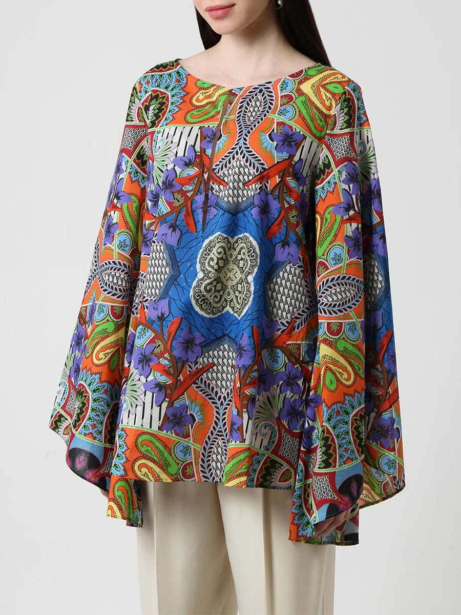 Хлопковая блуза ETRO d18137 5445 200, размер 40, цвет принт - фото 4