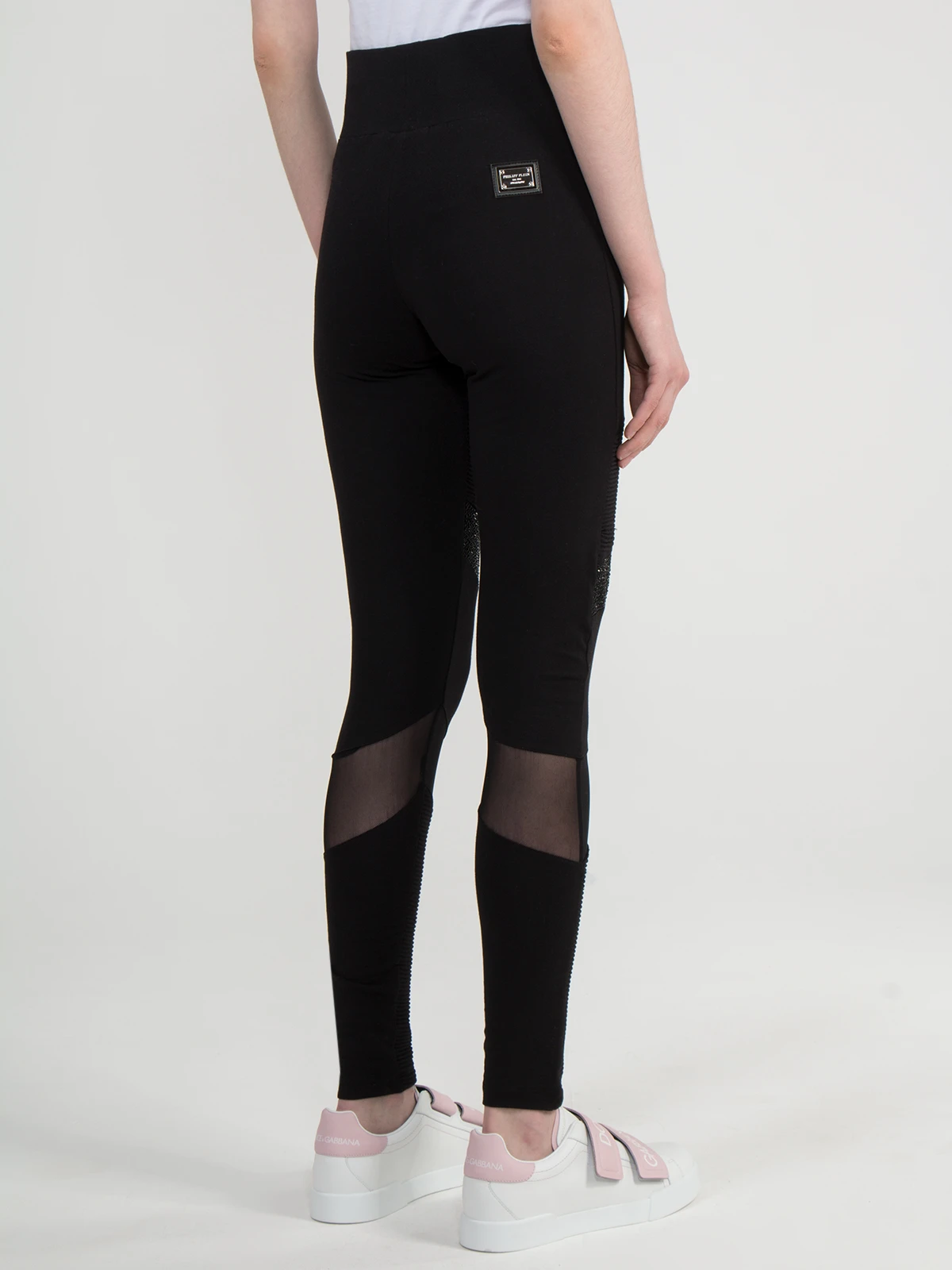 Хлопковые леггинсы PHILIPP PLEIN S18S WRT0310 Черный/стразы Черный  Фото 3