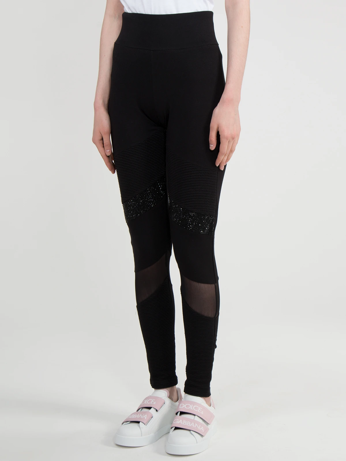 Хлопковые леггинсы PHILIPP PLEIN S18S WRT0310 Черный/стразы Черный  Фото 4