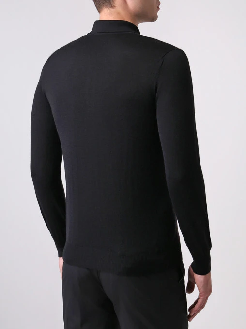 Поло из кашемира и шелка BERTOLO LUXURY MENSWEAR 901562/001666/1000 Черный Бордовый Принт  Фото 3