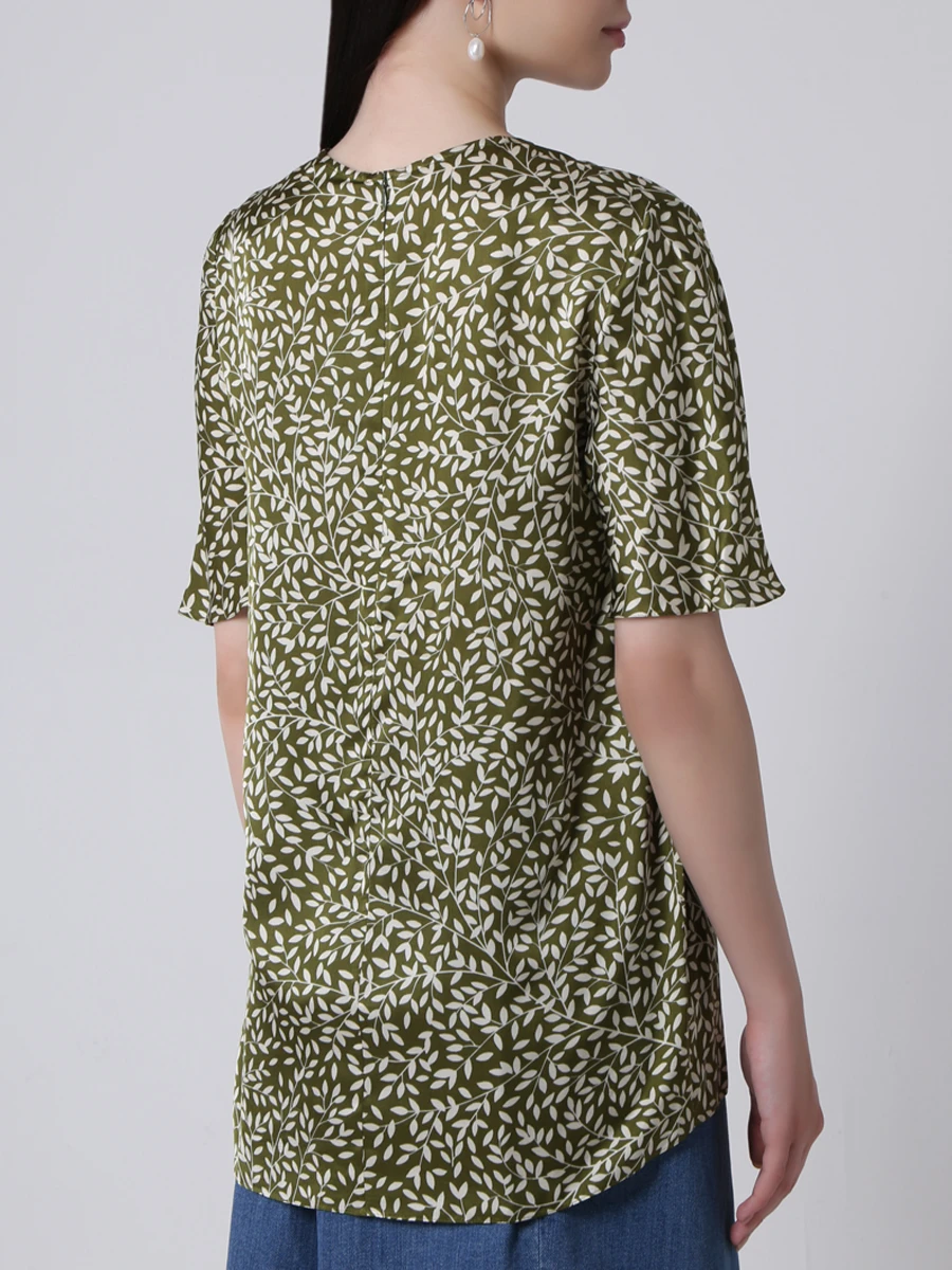 Принтованная блуза TEREKHOV BL176/4019.BL500/S18 Зеленый/бел листья, размер 38 BL176/4019.BL500/S18 Зеленый/бел листья - фото 3
