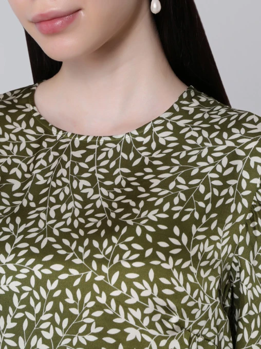 Принтованная блуза TEREKHOV BL176/4019.BL500/S18 Зеленый/бел листья, размер 38 BL176/4019.BL500/S18 Зеленый/бел листья - фото 5