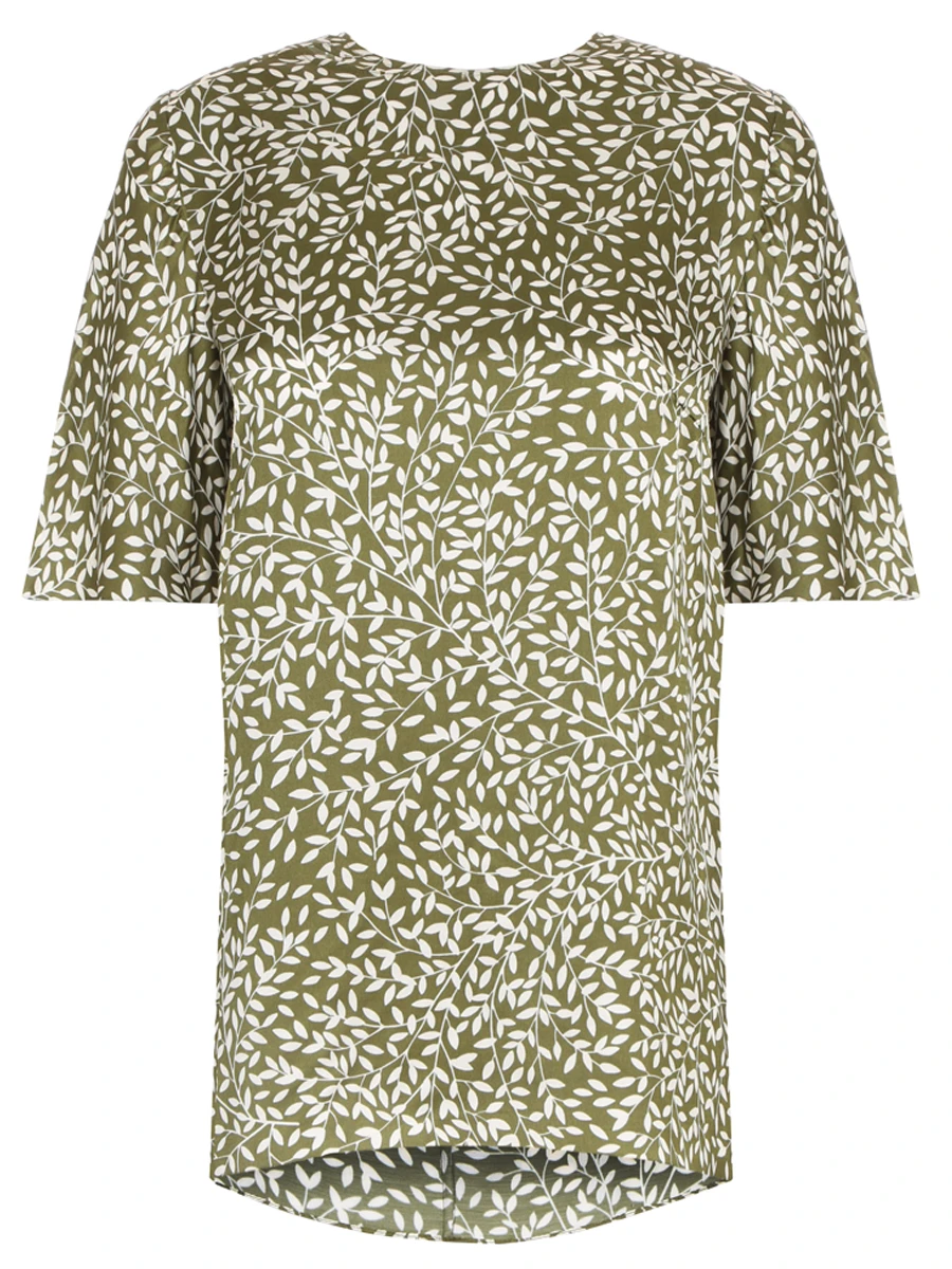 Принтованная блуза TEREKHOV BL176/4019.BL500/S18 Зеленый/бел листья, размер 38 BL176/4019.BL500/S18 Зеленый/бел листья - фото 1