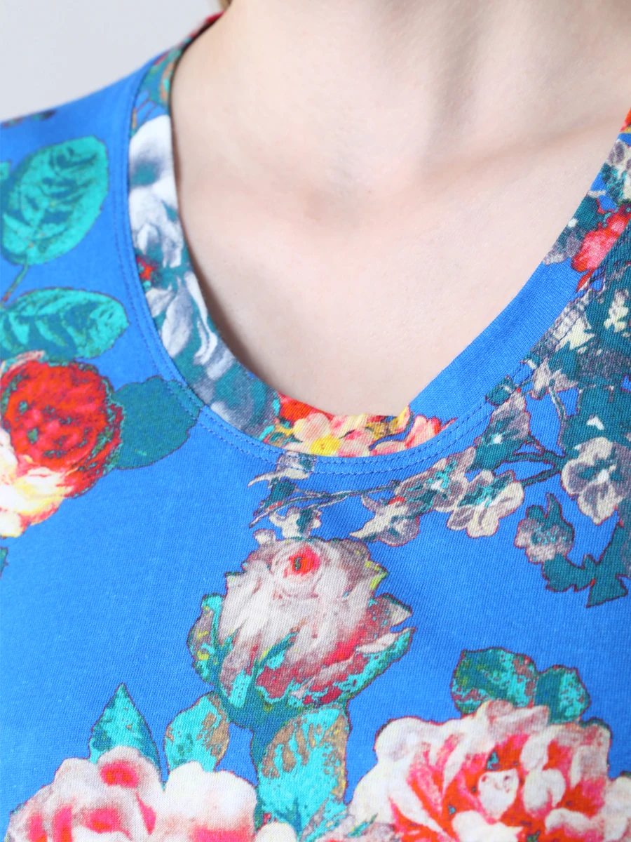 

Платье хлопковое с принтом, Синий, dr229 cj100ss18 flowers
