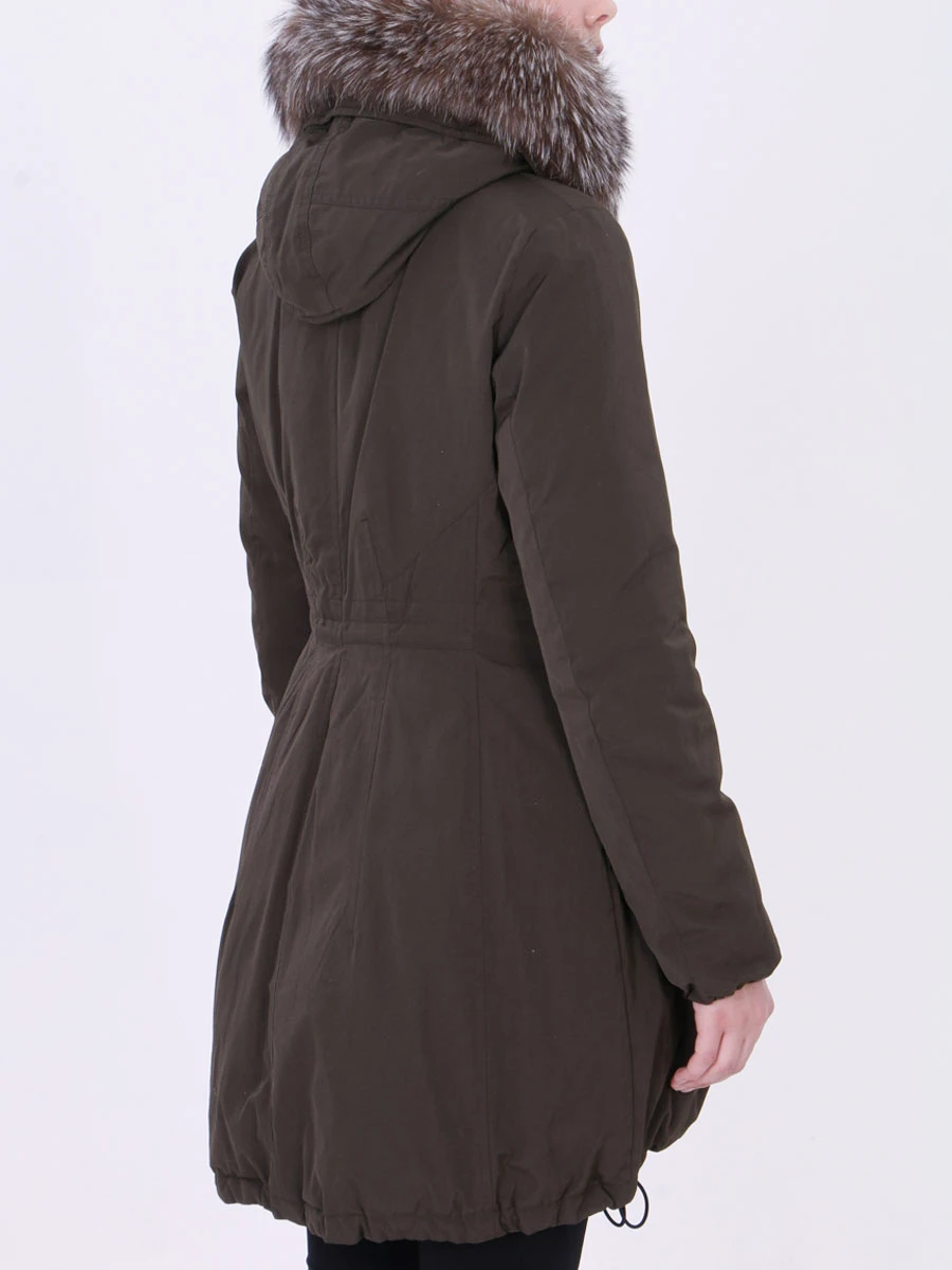 Пуховик с меховой отделкой MONCLER 49934/57136/828 Зеленый  Фото 3