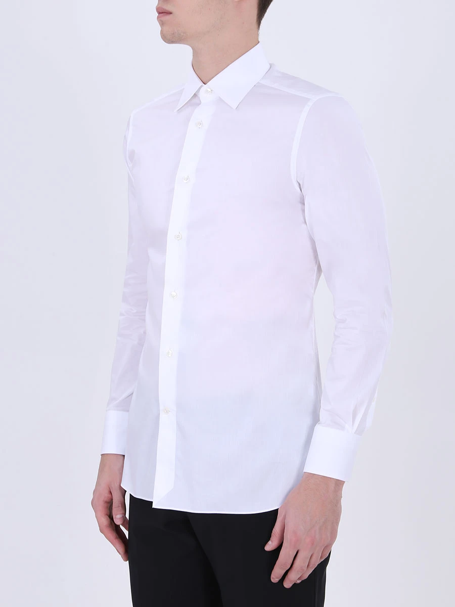 Рубашка regular fit хлопковая ERMENEGILDO ZEGNA 601222 9MS0PA R, размер 48, цвет белый - фото 4