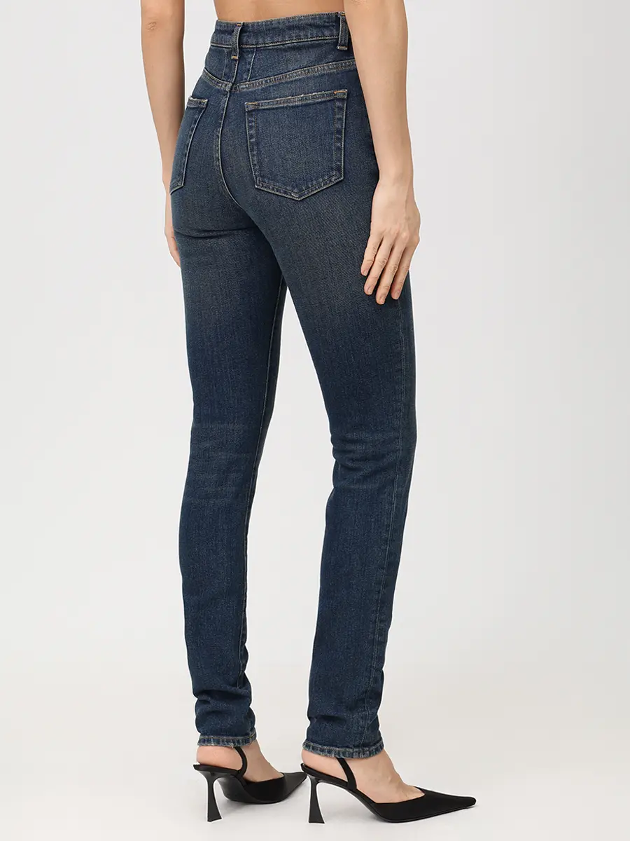 Джинсы хлопковые SAINT LAURENT 390350 Синий Синий  Фото 3