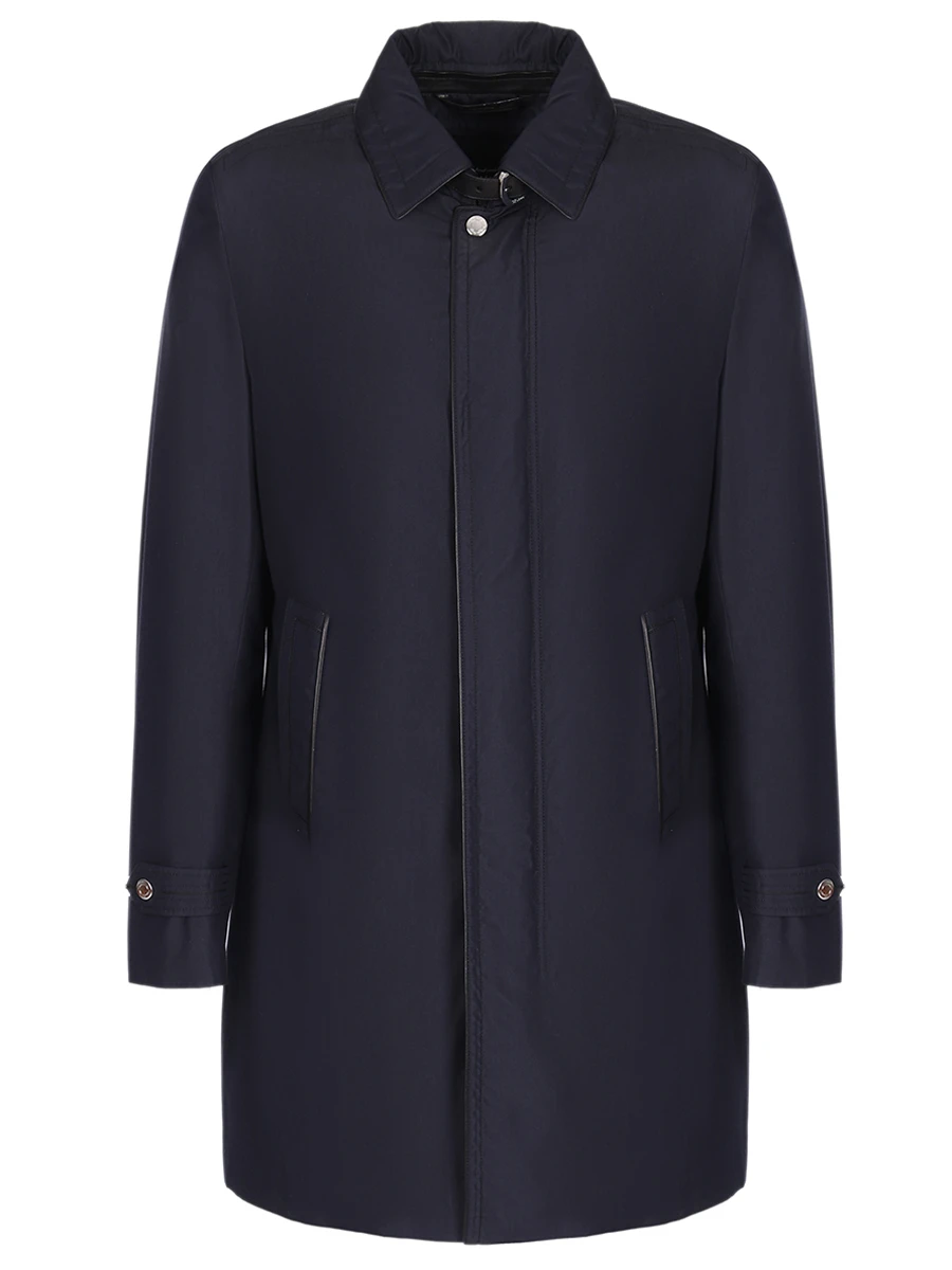 Шелковый плащ с мехом MASSIMO SFORZA popdeSoie/Felix Синий  Фото 3