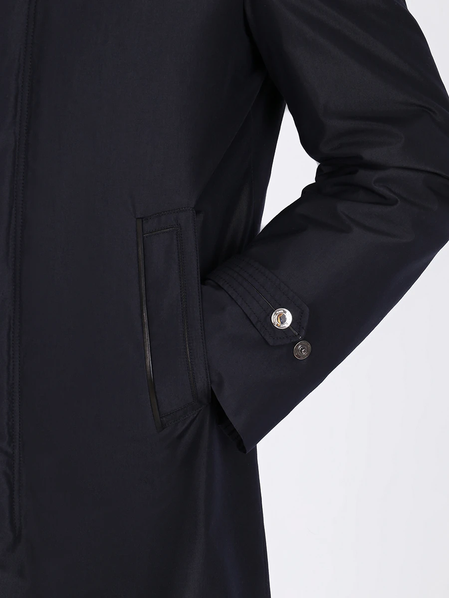 Шелковый плащ с мехом MASSIMO SFORZA popdeSoie/Felix Синий  Фото 7