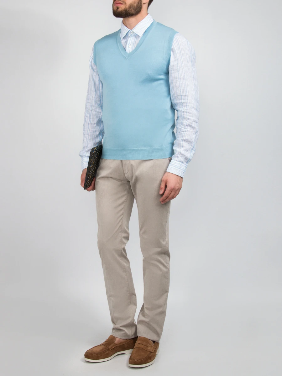 Хлопковый жилет MALO VE28A5E3246 Голубой  Фото 2