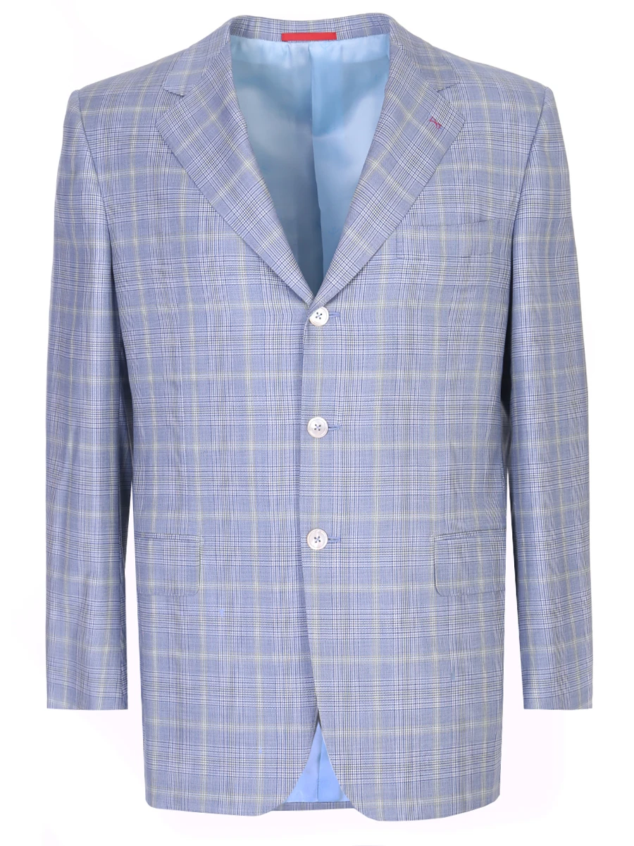 

Пиджак шерстяной в клетку, Голубой, 75447/680