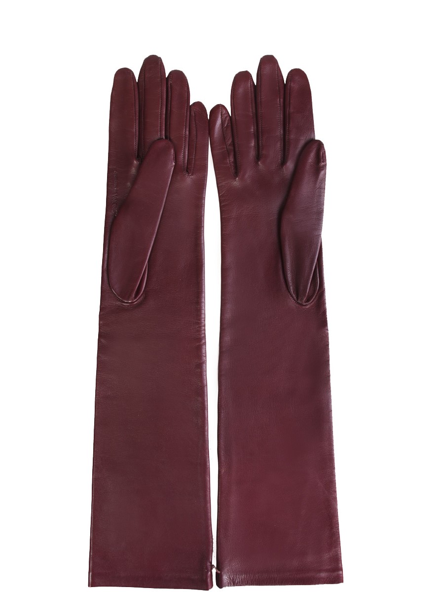 Перчатки кожаные удлиненные AGNONA 8998/205 Бордовый Бордовый  Фото 3