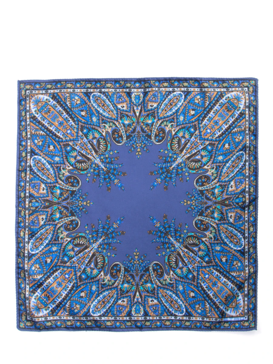 Нагрудный платок-паше из шёлка ETRO 1T199/4074 Синий орнамент, размер Один размер, цвет принт