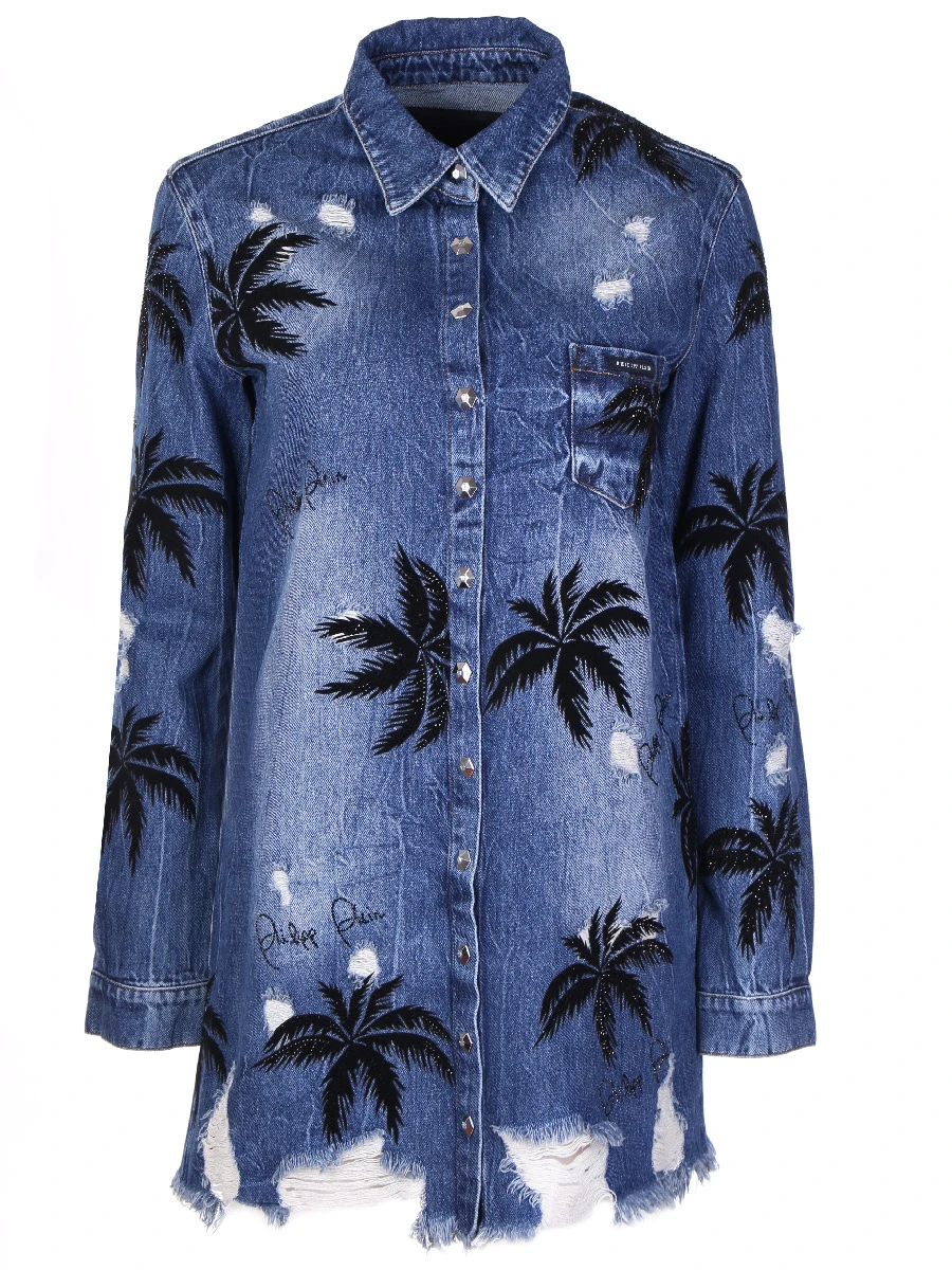 

Удлиненная рубашка Aloha Plein, Деним, WDP0019