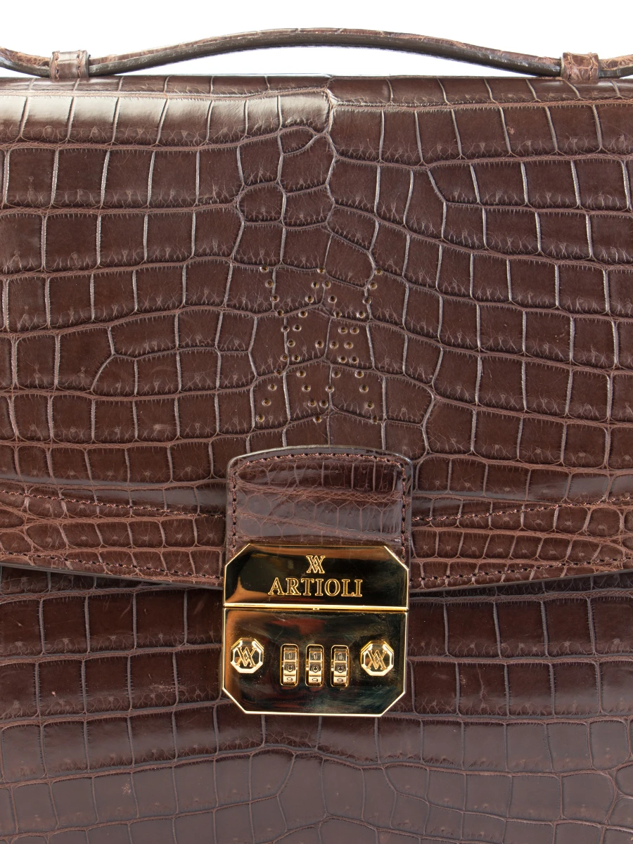 Портфель из кожи крокодила ARTIOLI VITOcocco, размер Один размер, цвет коричневый - фото 4