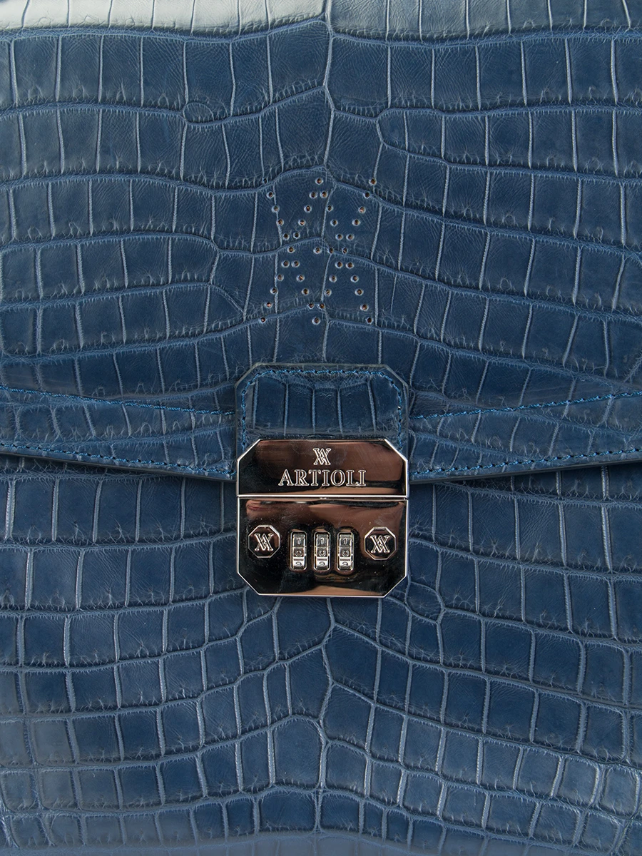 Портфель из кожи крокодила ARTIOLI VITO/cocco, размер Один размер, цвет синий VITO/cocco - фото 4