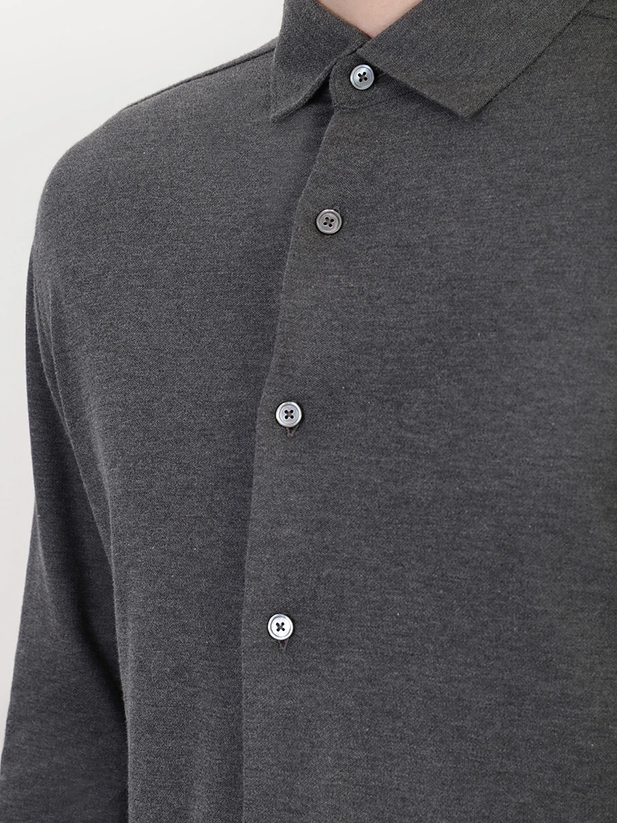 Рубашка хлопковая ERMENEGILDO ZEGNA US580 854 К05, размер 48, цвет серый - фото 5