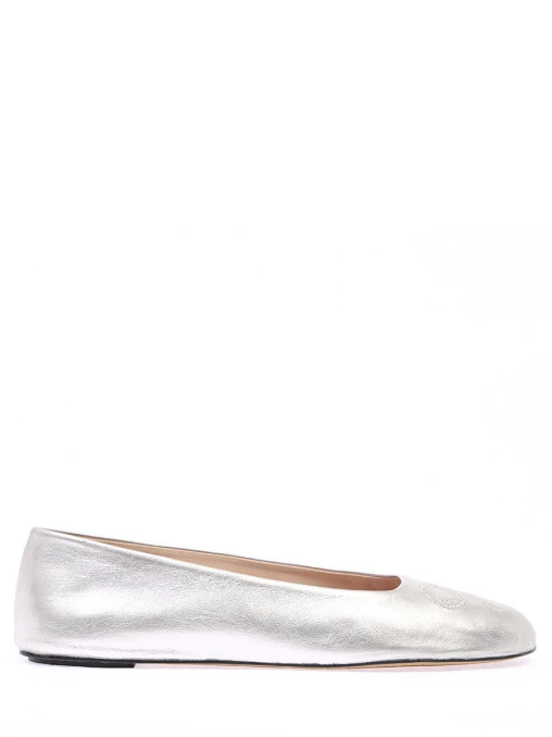 Кожаные балетки BALLY 6223300/02001, размер 38, цвет серебряный