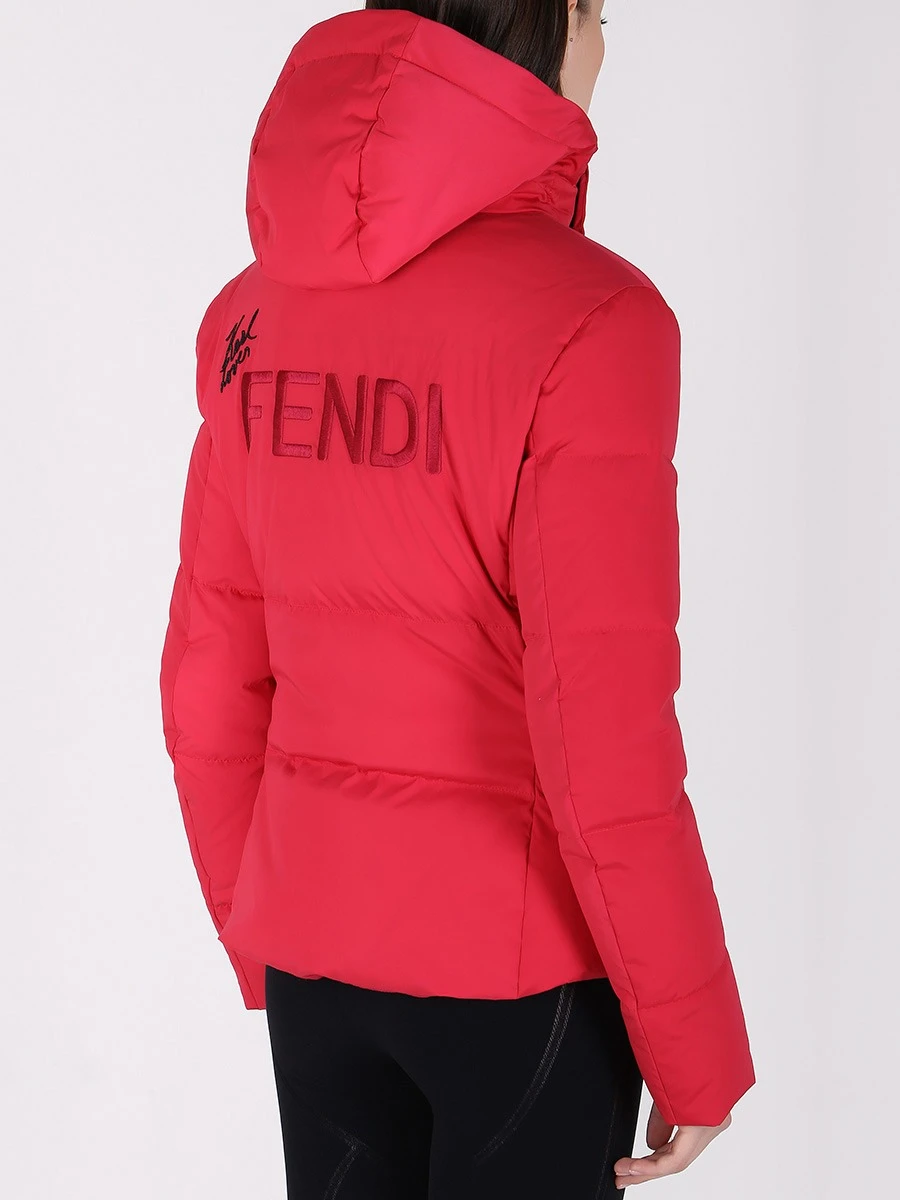 Куртка стеганая с капюшоном FENDI FAA383 A49R F12Q7 Красный  Фото 3