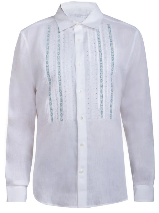 Льняная рубашка ERMANNO SCERVINO u322k516bml Белый, размер 52 - фото 1