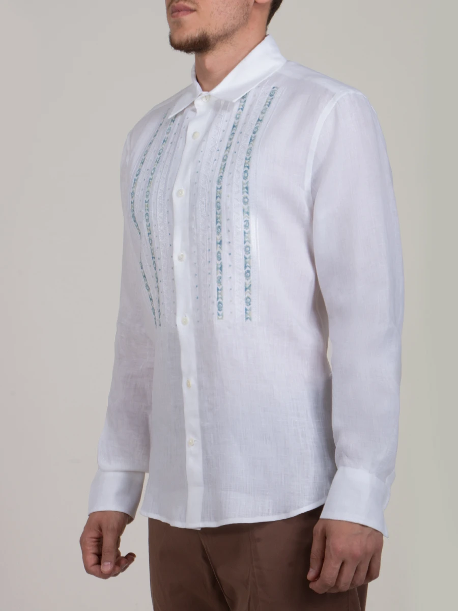Льняная рубашка ERMANNO SCERVINO u322k516bml Белый, размер 52 - фото 2