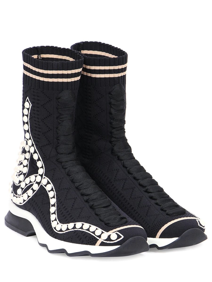 

Текстильные кроссовки, Черный, 8T6515 Жемчужн./носок