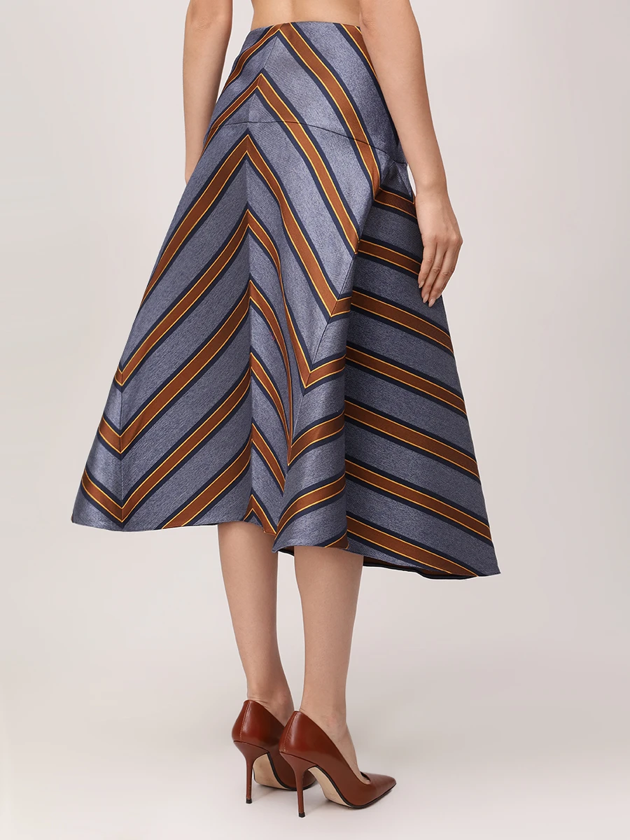 Юбка в полоску FENDI FQ6739 Голубой Горчичный Голубой  Фото 3