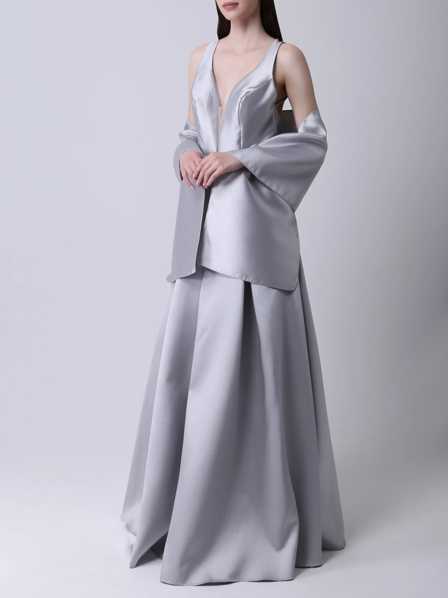 Вечернее платье с накидкой FOREVER UNIQUE ab1505 liberty Серебряный  Фото 4