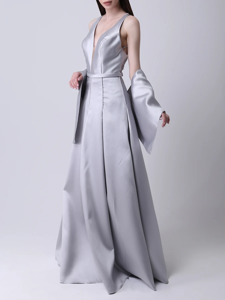 Вечернее платье с накидкой FOREVER UNIQUE ab1505 liberty Серебряный  Фото 2