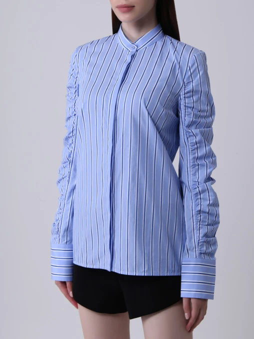 Хлопковая рубашка VICTORIA BECKHAM shvv 092b, размер 40, цвет голубой - фото 4