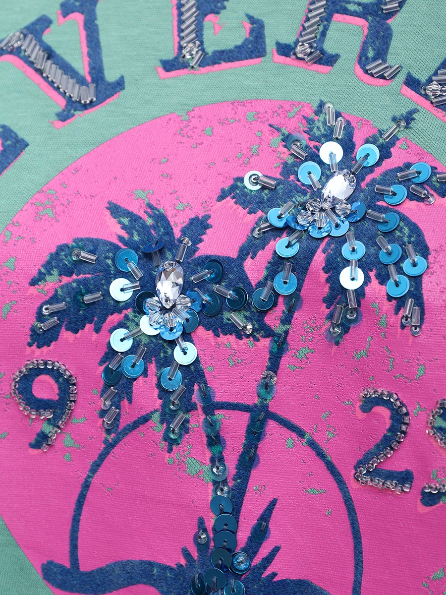 Футболка хлопковая FENDI fs7011 a3bk f12cl Зеленый  Фото 6