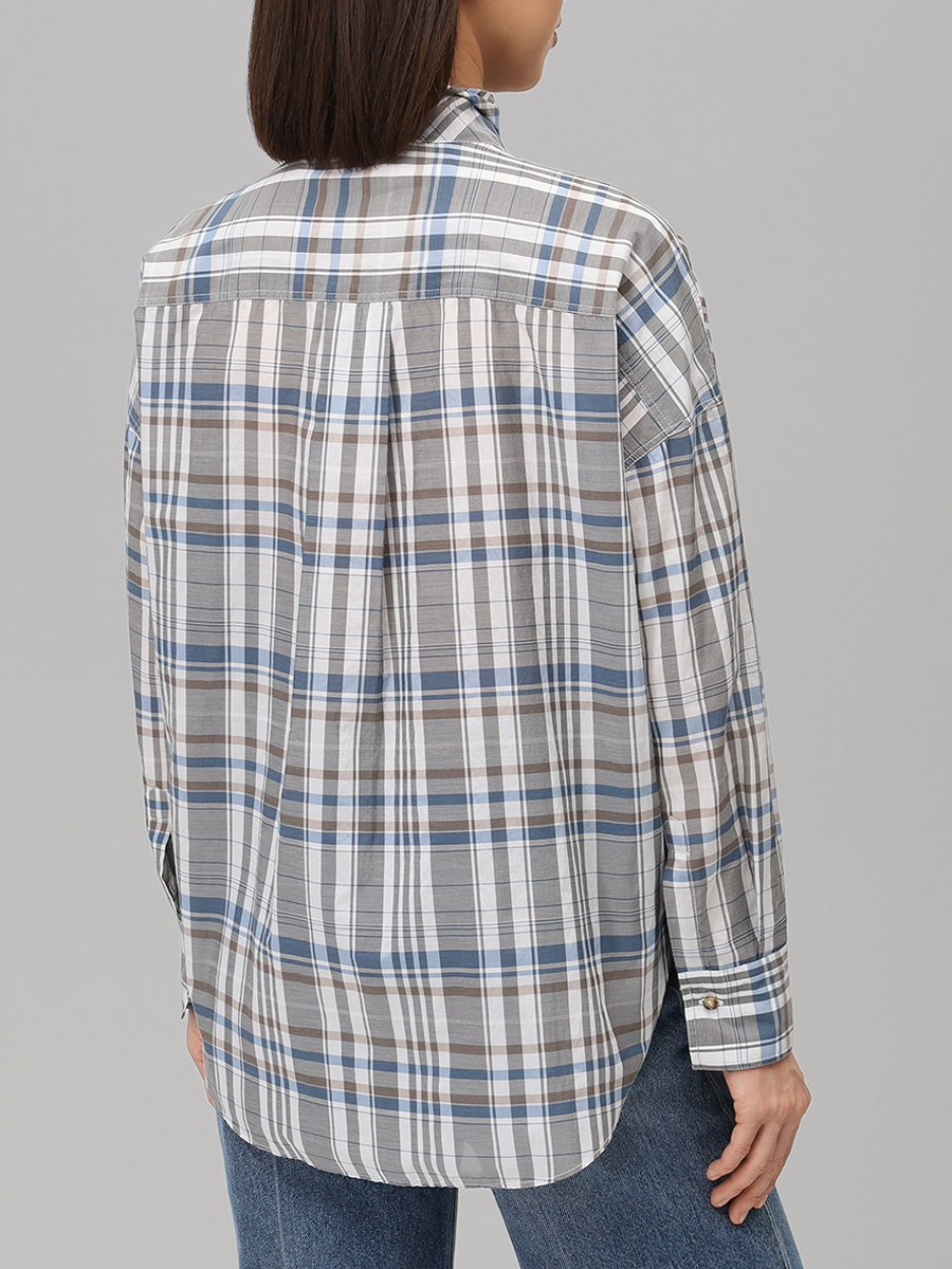 Рубашка хлопковая BRUNELLO CUCINELLI mh908n9501 c001m Клетка  Фото 3