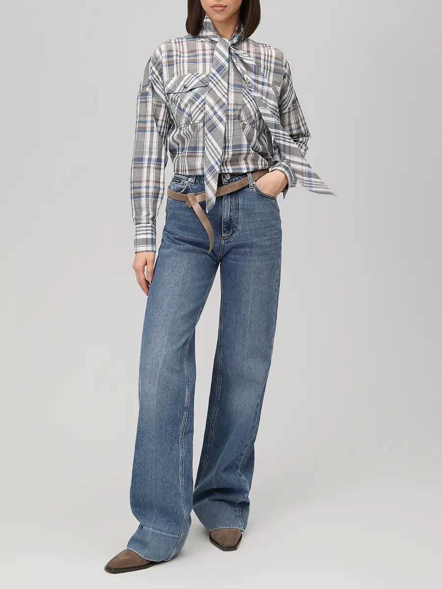 Рубашка хлопковая BRUNELLO CUCINELLI mh908n9501 c001m Клетка  Фото 2