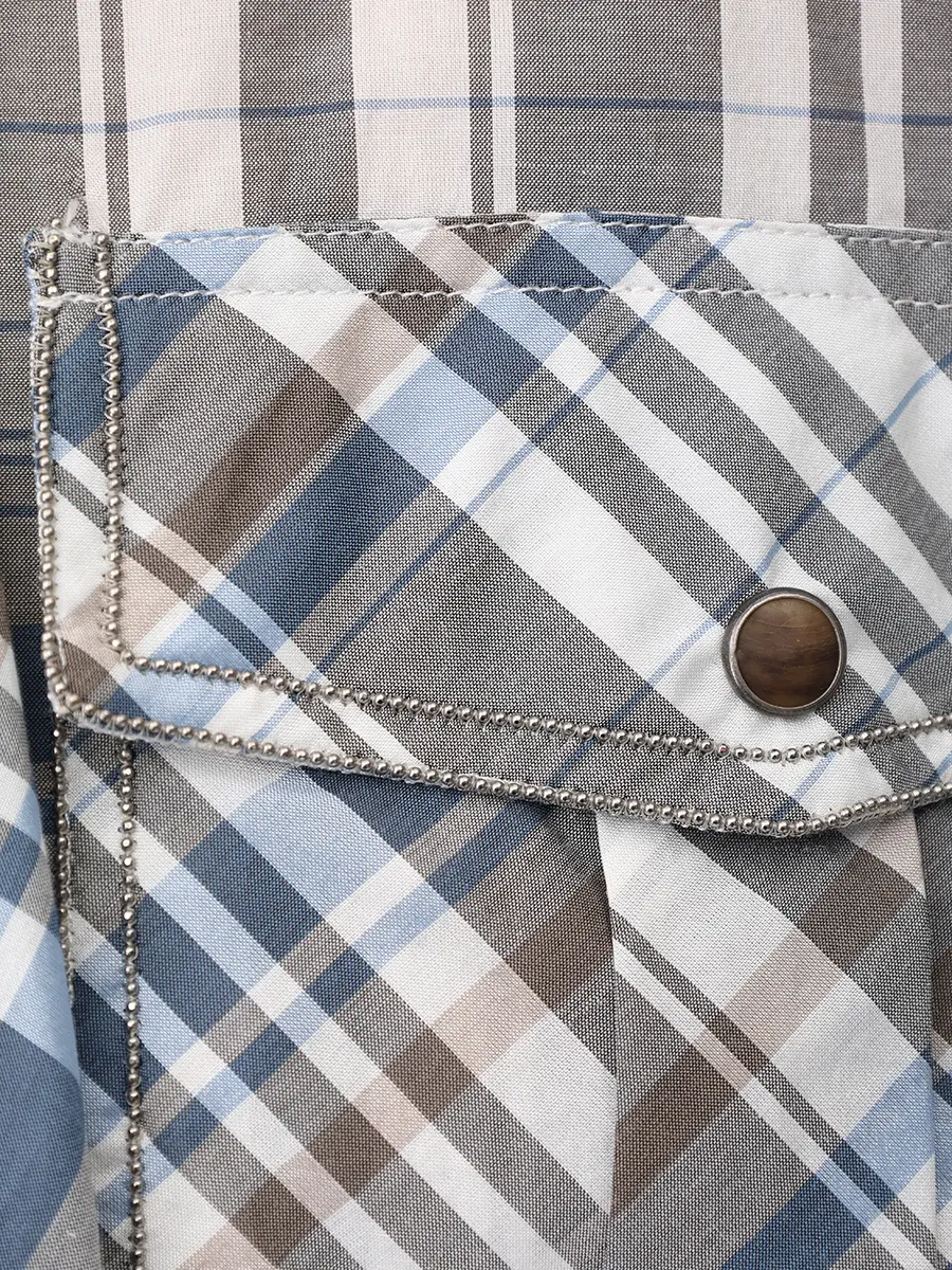 Рубашка хлопковая BRUNELLO CUCINELLI mh908n9501 c001m Клетка  Фото 6