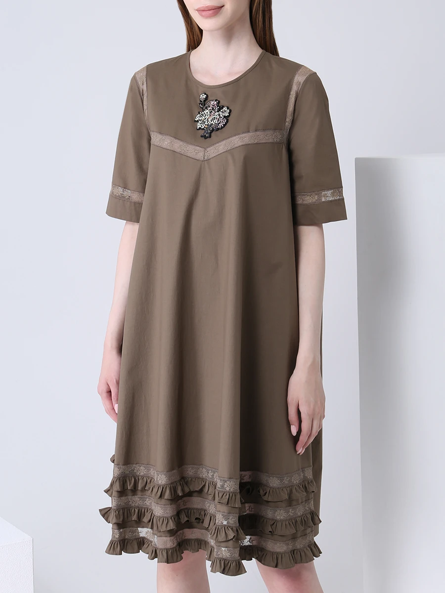 Платье хлопковое ROCHAS ropm500468 rm250302 305 Коричневый  Фото 4