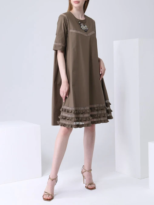 Платье хлопковое ROCHAS ropm500468 rm250302 305 Коричневый  Фото 2