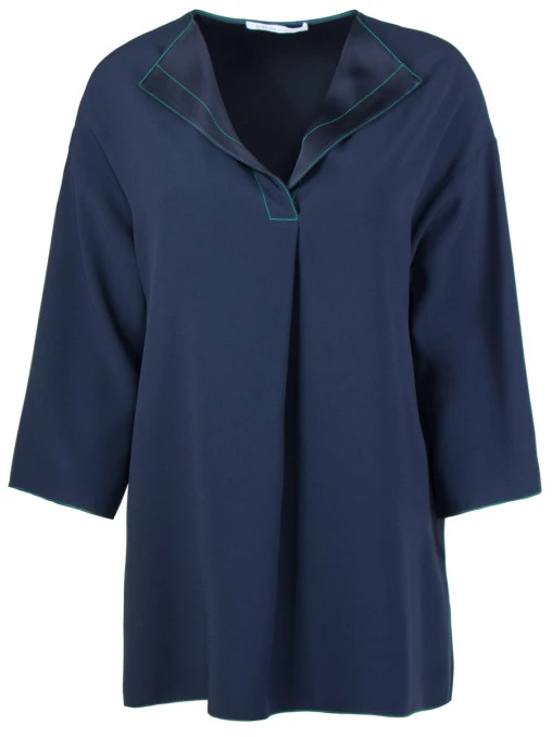 Однотонная блуза AGNONA u5015 d2020y b59, размер 50, цвет синий - фото 1