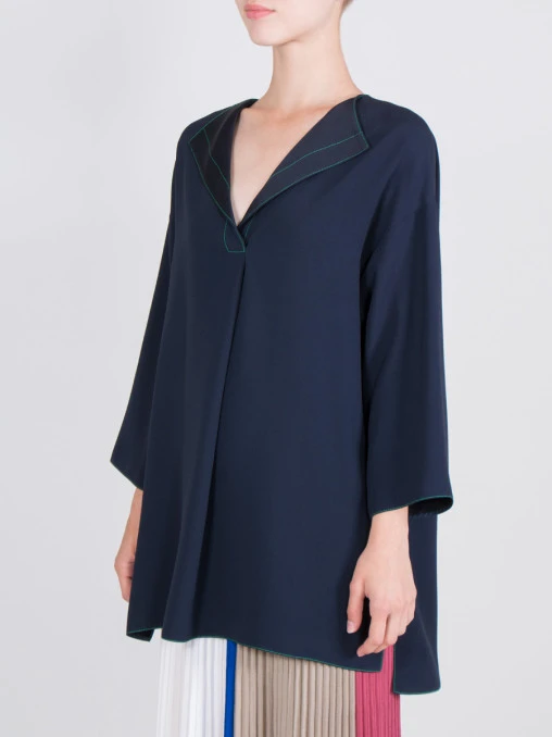 Однотонная блуза AGNONA u5015 d2020y b59, размер 50, цвет синий - фото 2
